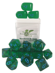 Role 4 Initiative - Translucent Dark Green/Light Blue Numbers Arch'D4 15pc